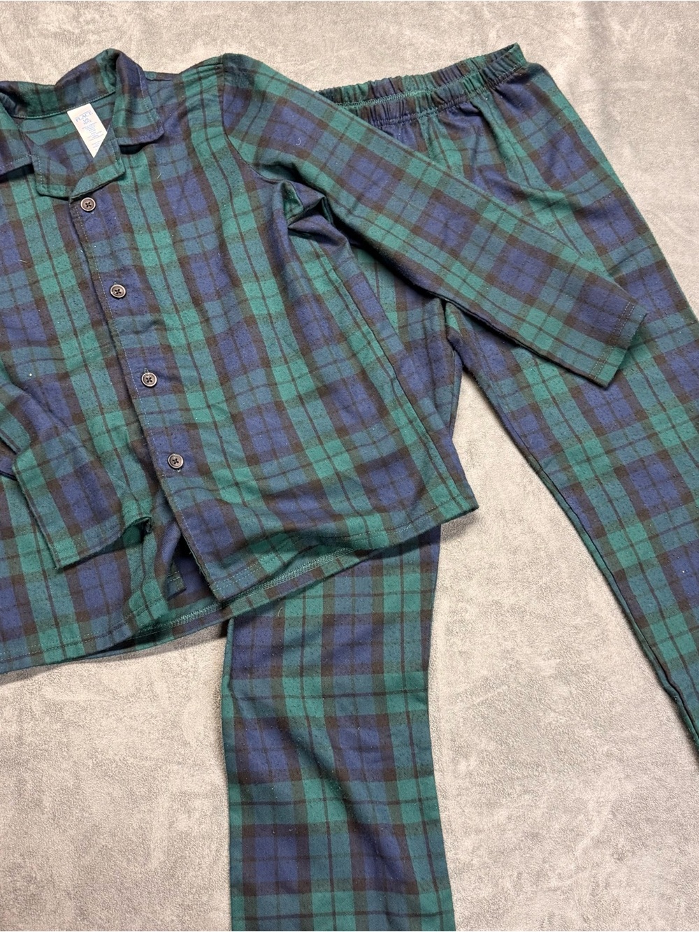 The Children's Place Green and Navy Plaid Kids Pajama Set
